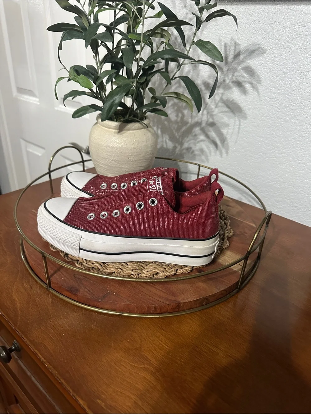 Converse Slip-On Low Top Sneakers - Deep Red/Burgundy- Laceless - Picture 3 of 6